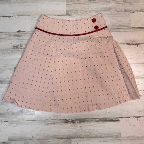 Tibi Pink Red Polka Dot A-Line Skirt Button 10 Viscose/Cotton - Picture 1 of 6
